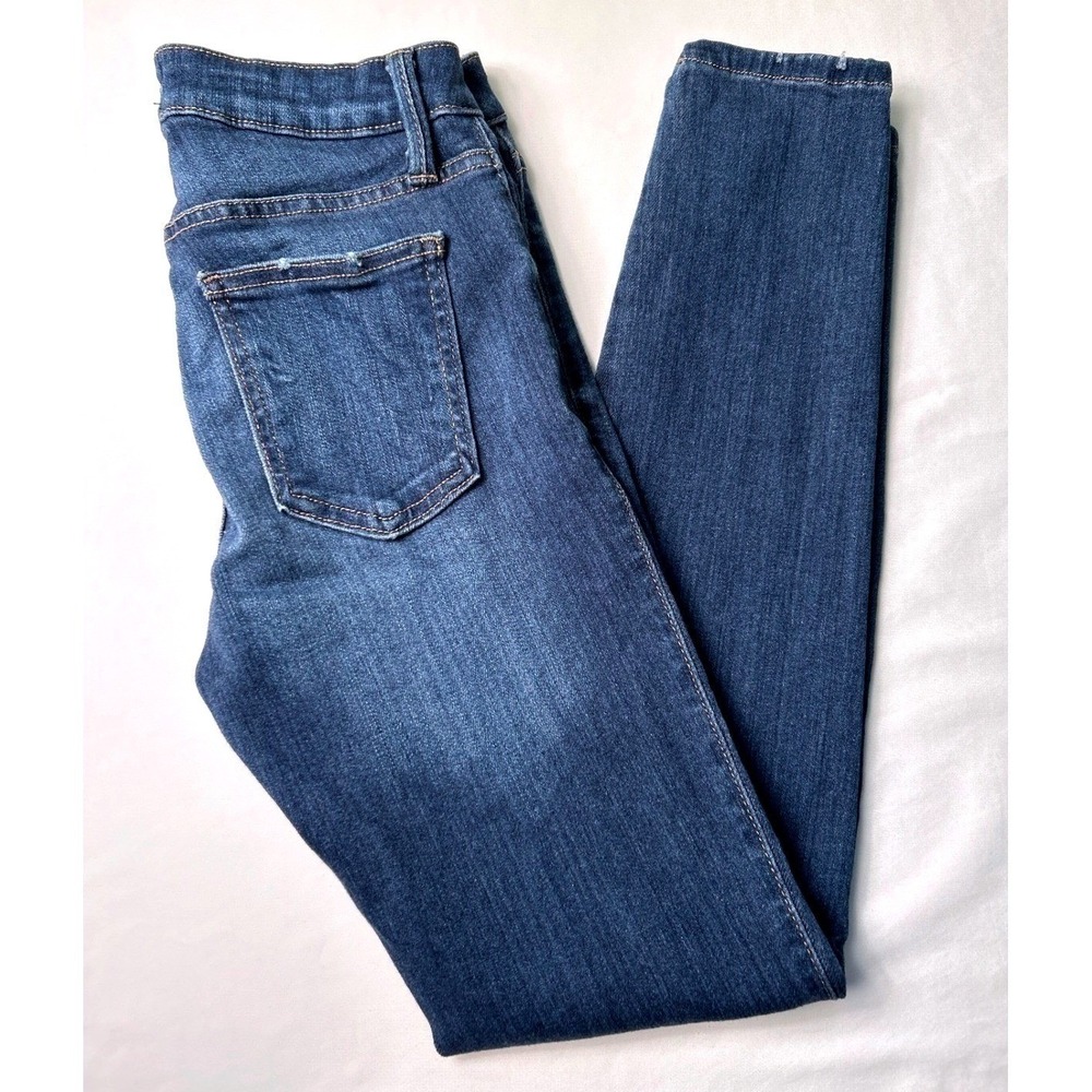 JUST USA Womens Mid Rise Skinny Leg Jeans Size 27/4 Blue Stretch Distressed